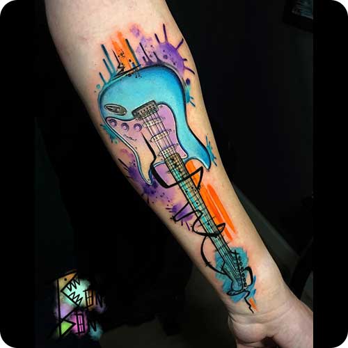 Colorful Guitar Tattoo