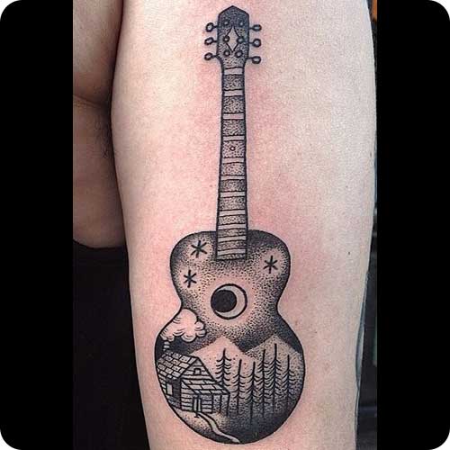 Dot Work Guitar Tattoo