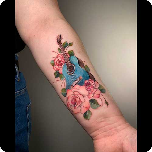 Flower Guitar Tattoo