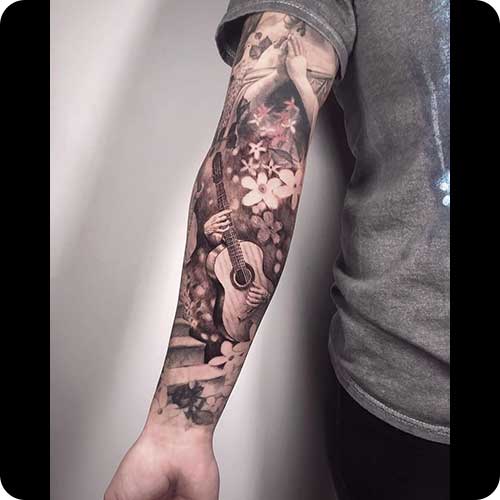 Full Sleeve Guitar Tattoo