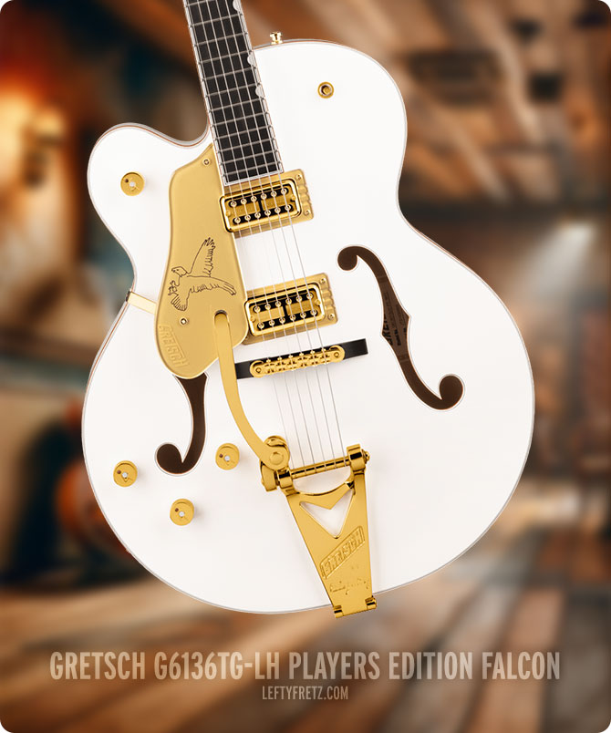 G6136TG Gretsch White Falcon Left Handed Jazz Box