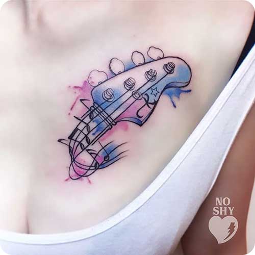 Guitar Chest Tattoo