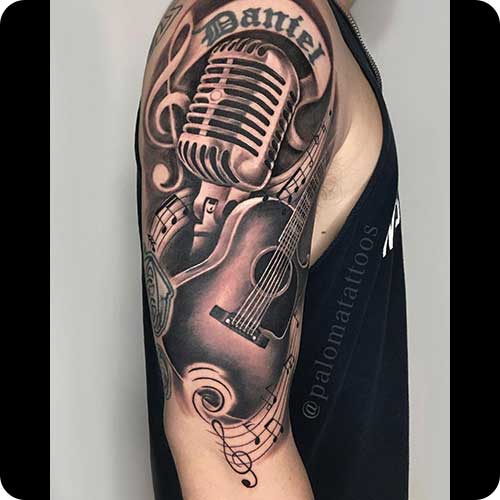 Guitar Microphone Tattoo