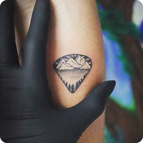 Guitar Pick Landscape Tattoo