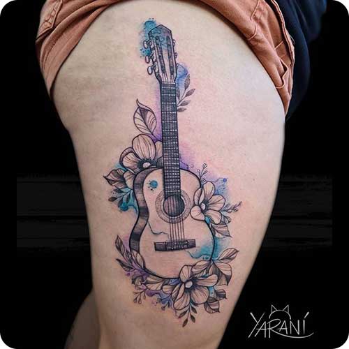 Guitar Tattoo Leg