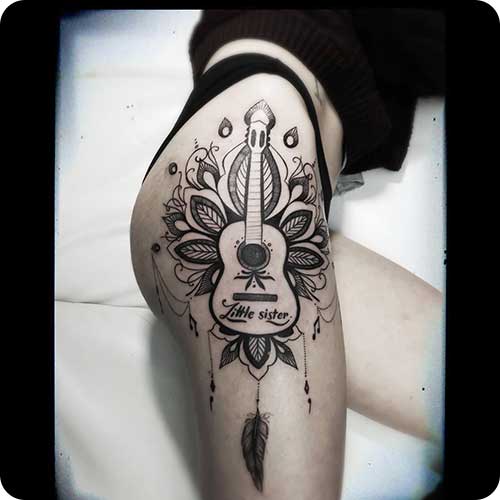 Guitar Tattoo Thigh