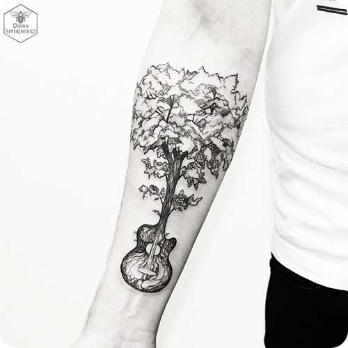 Guitar Tree Tattoo