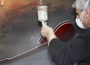 Spraying the guitar body