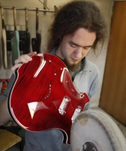 Buffing the guitar finish