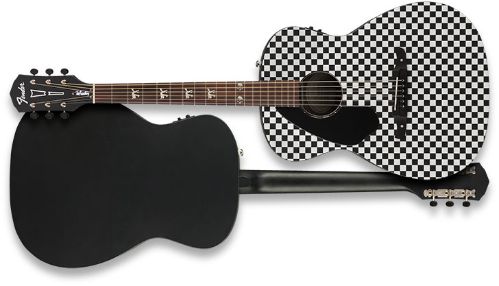 left handed fender tim armstrong hellcat checkerboard acoustic guitar