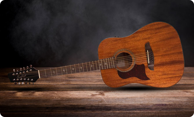 Left Handed 12 String Mahogany Guitar