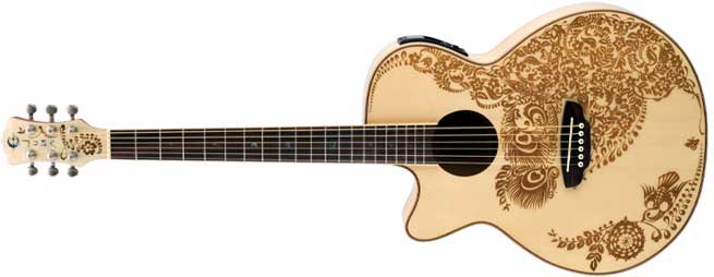 Luna Henna Oasis Left Handed Acoustic Guitar Lefty