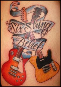 Religious Theme Guitar Tattoo