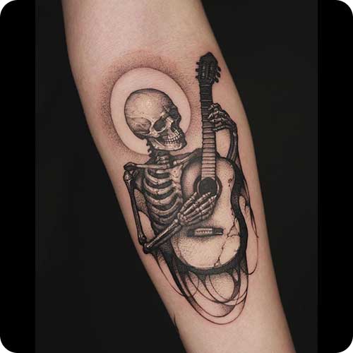 Skeleton Guitar Tattoo