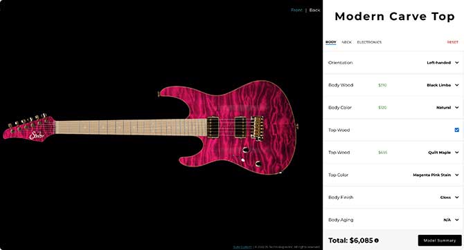 Suhr Custom Guitar Configurator