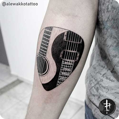 Ying Yang Guitar Pick Tattoo