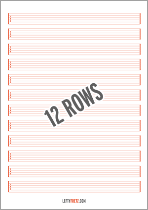 Blank Tablature Sheets 12 Rows