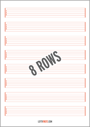 Blank Guitar Tab Sheet 8 rows